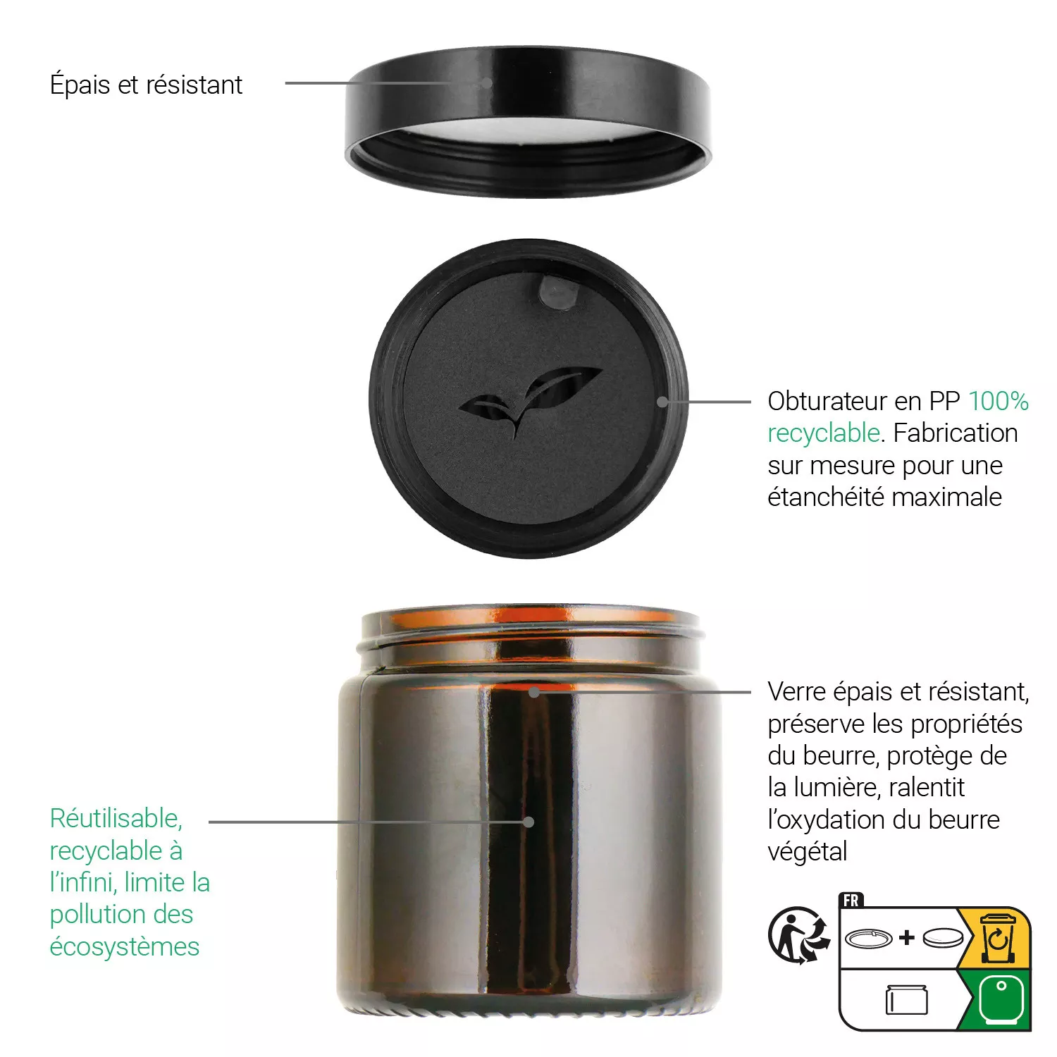 Beurre de Karité brut - Beurre Végétal BIO - Pot en verre