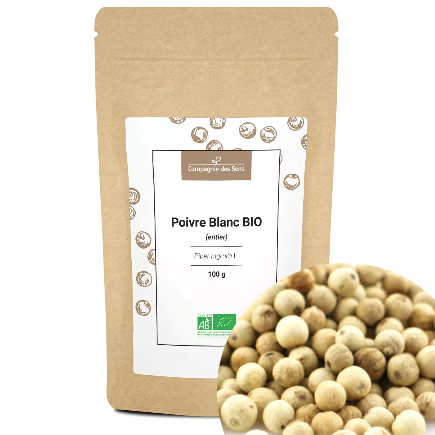 Poivre blanc BIO - Grains entiers