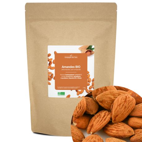 Amandes BIO (décortiquées, sans sel ajouté) - source d'antioxydants