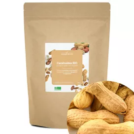 Cacahuètes bio (en coques, grillées, sans sel ajouté)