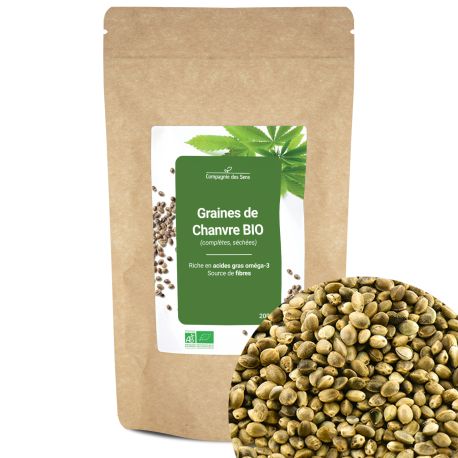 Graines de Chanvre de Bretagne BIO (complètes, séchées) - riche en oméga-3