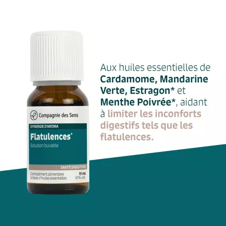 FLATULENCES - Huiles essentielles en solution buvable