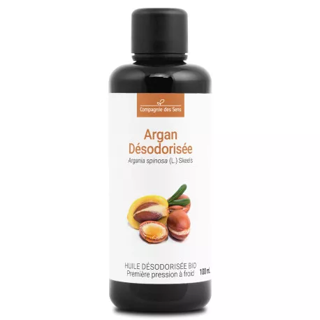 Argan désodorisée du Maroc - Huile Végétale Vierge BIO - Flacon en verre