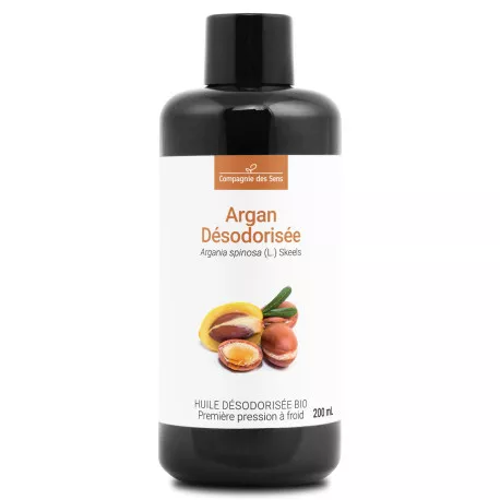Argan désodorisée du Maroc - Huile Végétale Vierge BIO - Flacon en verre