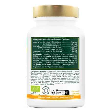 Extrait De Curcuma Bandini - 120 Gélules (4 Mois) - Vegan Avec Pipérine - Neuf
