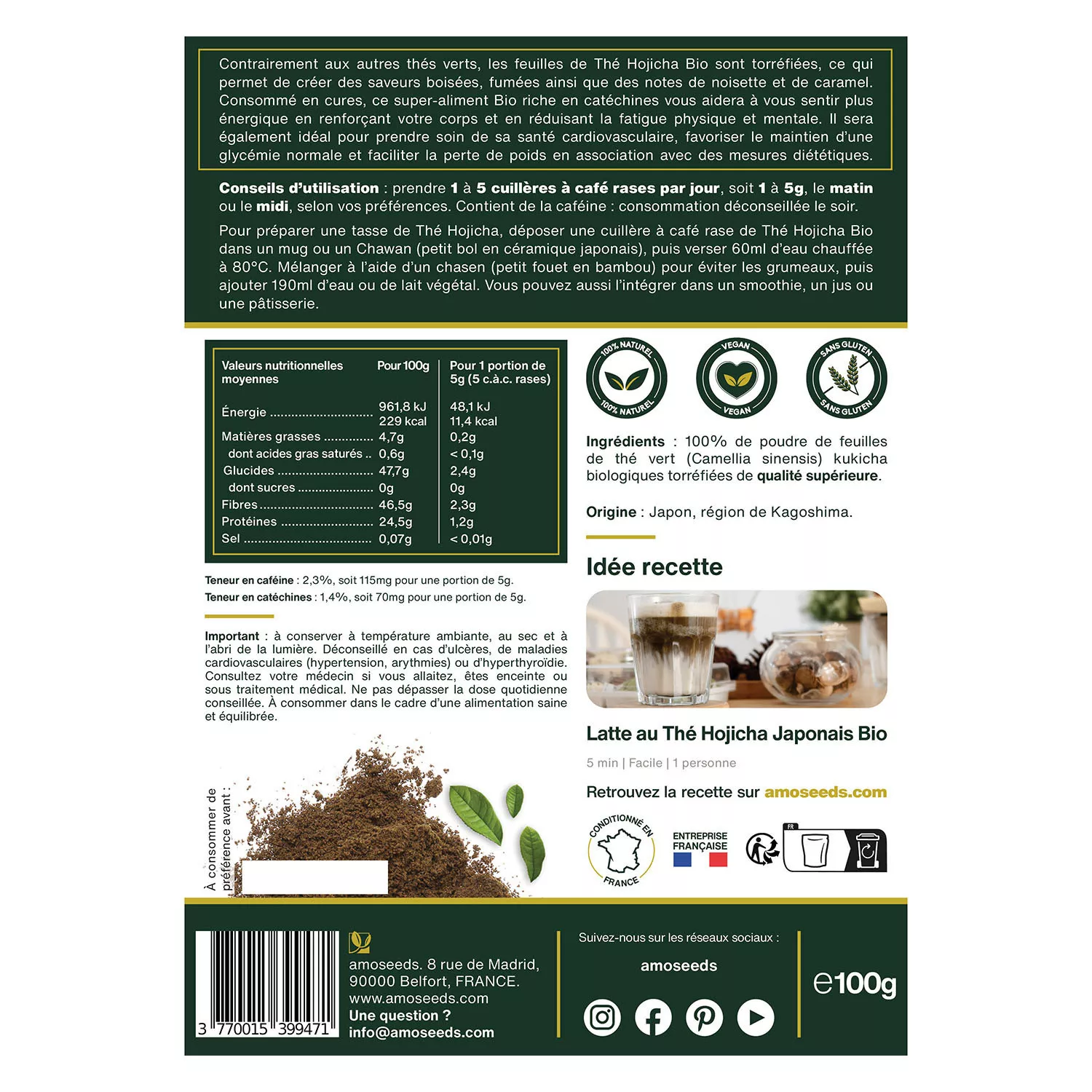 Thé Hojicha Japonais BIO - En Poudre