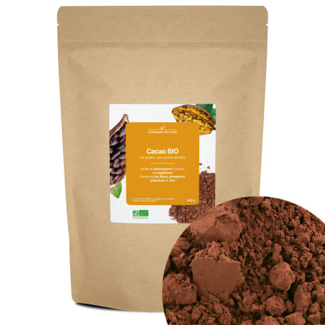 Cacao BIO (en poudre, sans sucres ajoutés) - riche en magnésium