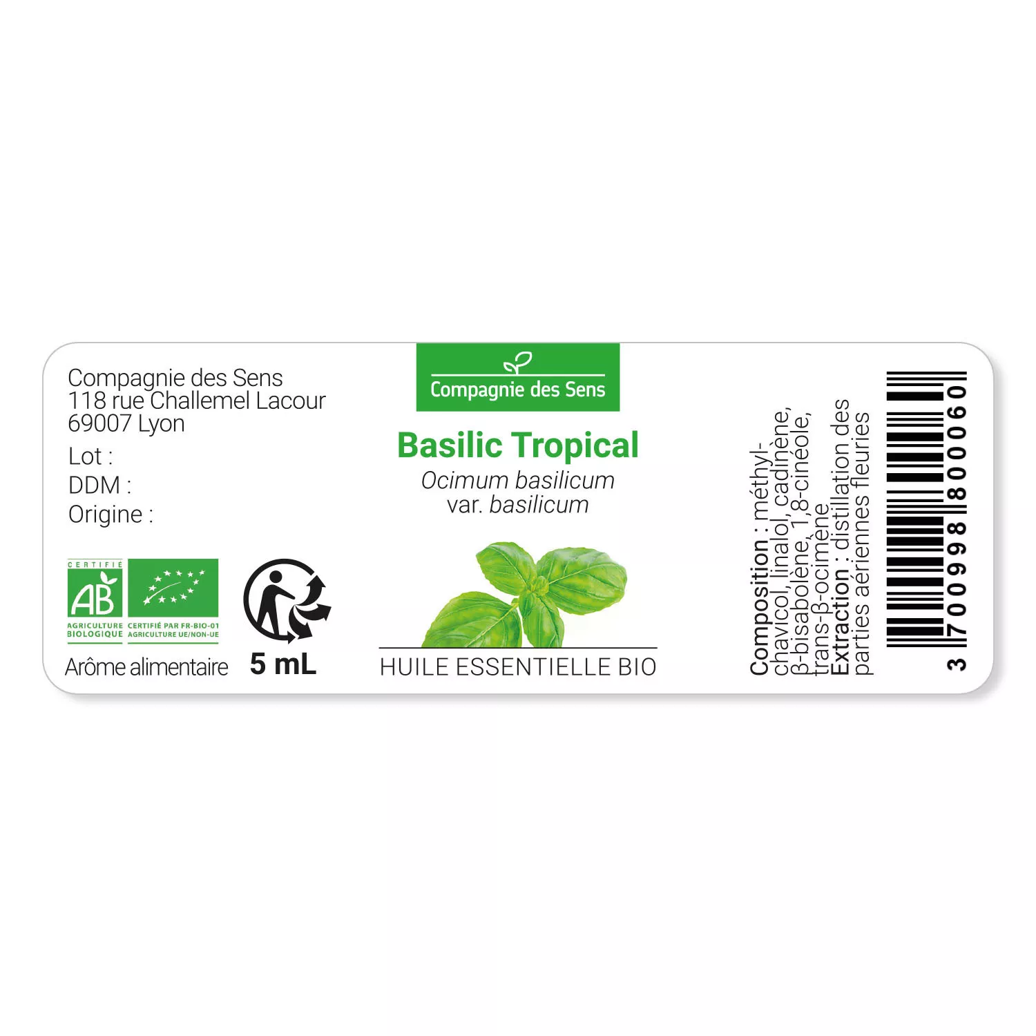 BASILIC TROPICAL - Huile essentielle BIO