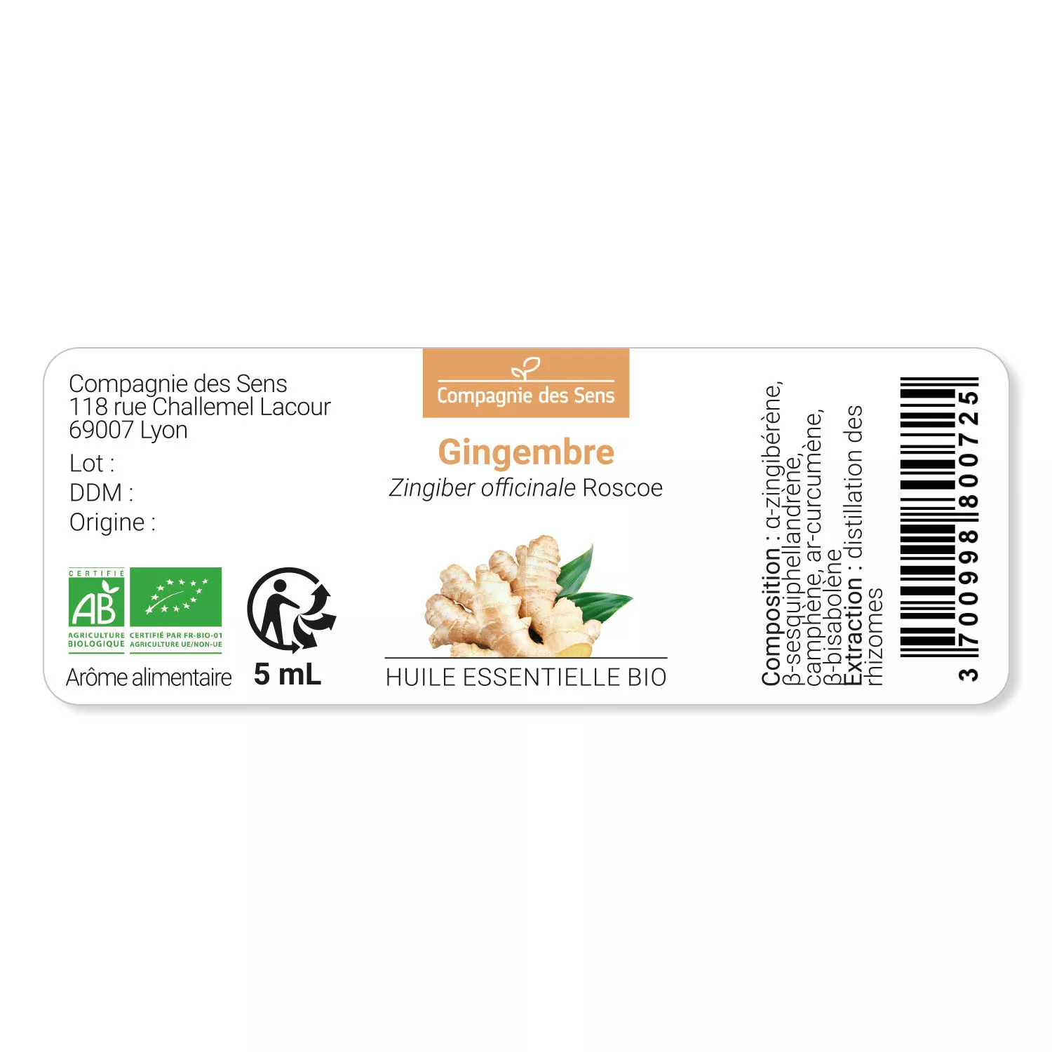 GINGEMBRE - Huile essentielle BIO