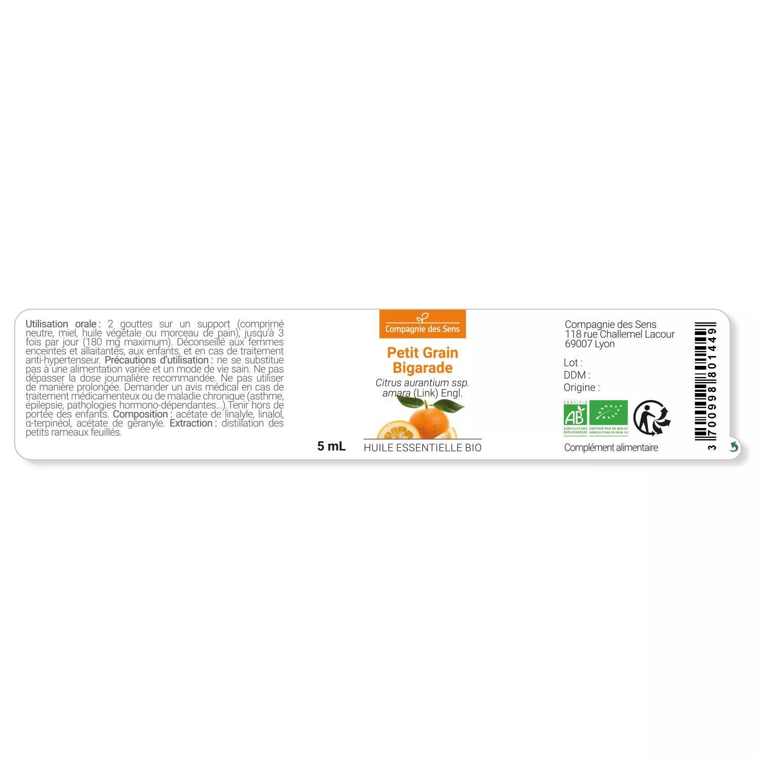PETIT GRAIN BIGARADE - Huile essentielle BIO