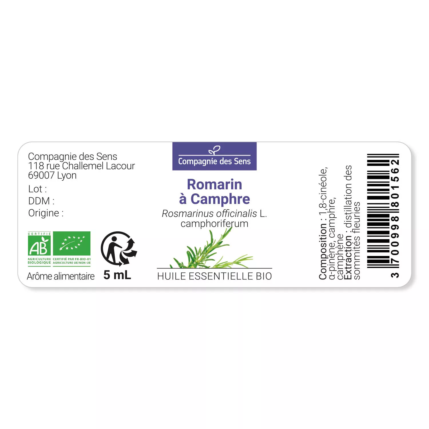 ROMARIN À CAMPHRE - Huile essentielle BIO
