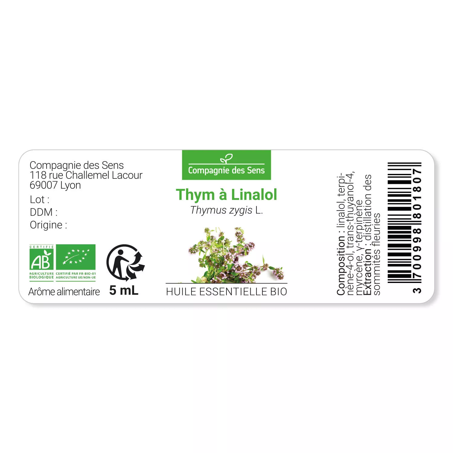 THYM À LINALOL - Huile essentielle BIO