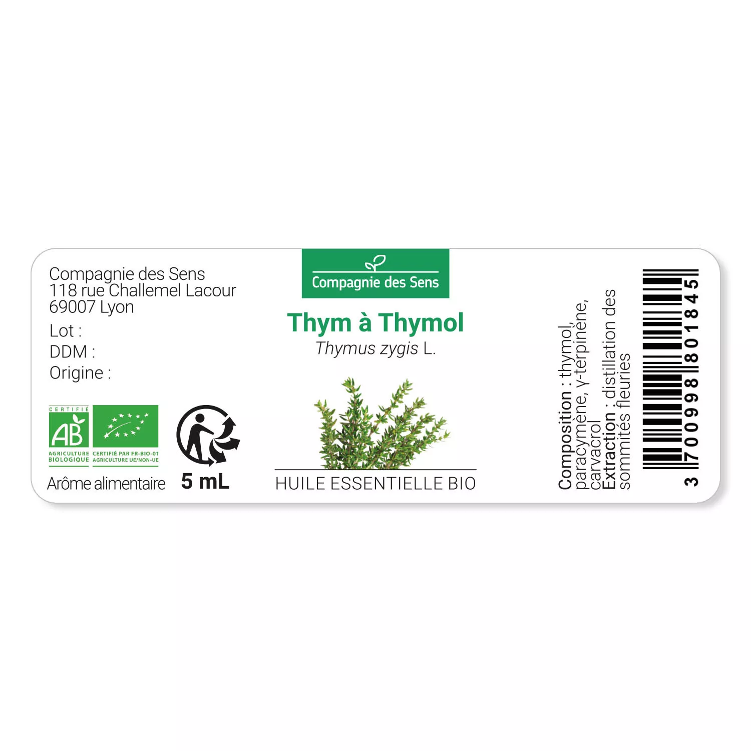 THYM À THYMOL - Huile essentielle BIO