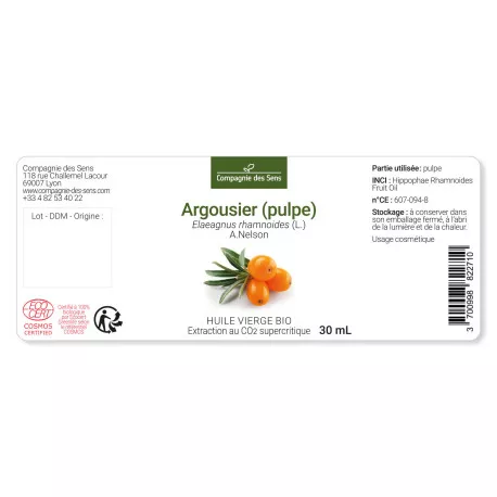 Argousier (pulpe) - Huile Végétale Vierge BIO - Flacon en verre