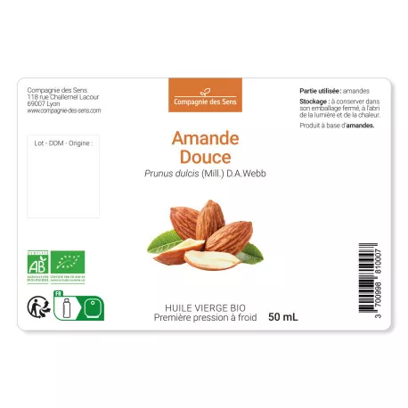 Amande Douce - Huile Végétale Vierge BIO - Flacon en verre