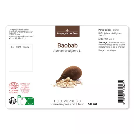 Baobab - Huile Végétale Vierge BIO - Flacon en verre