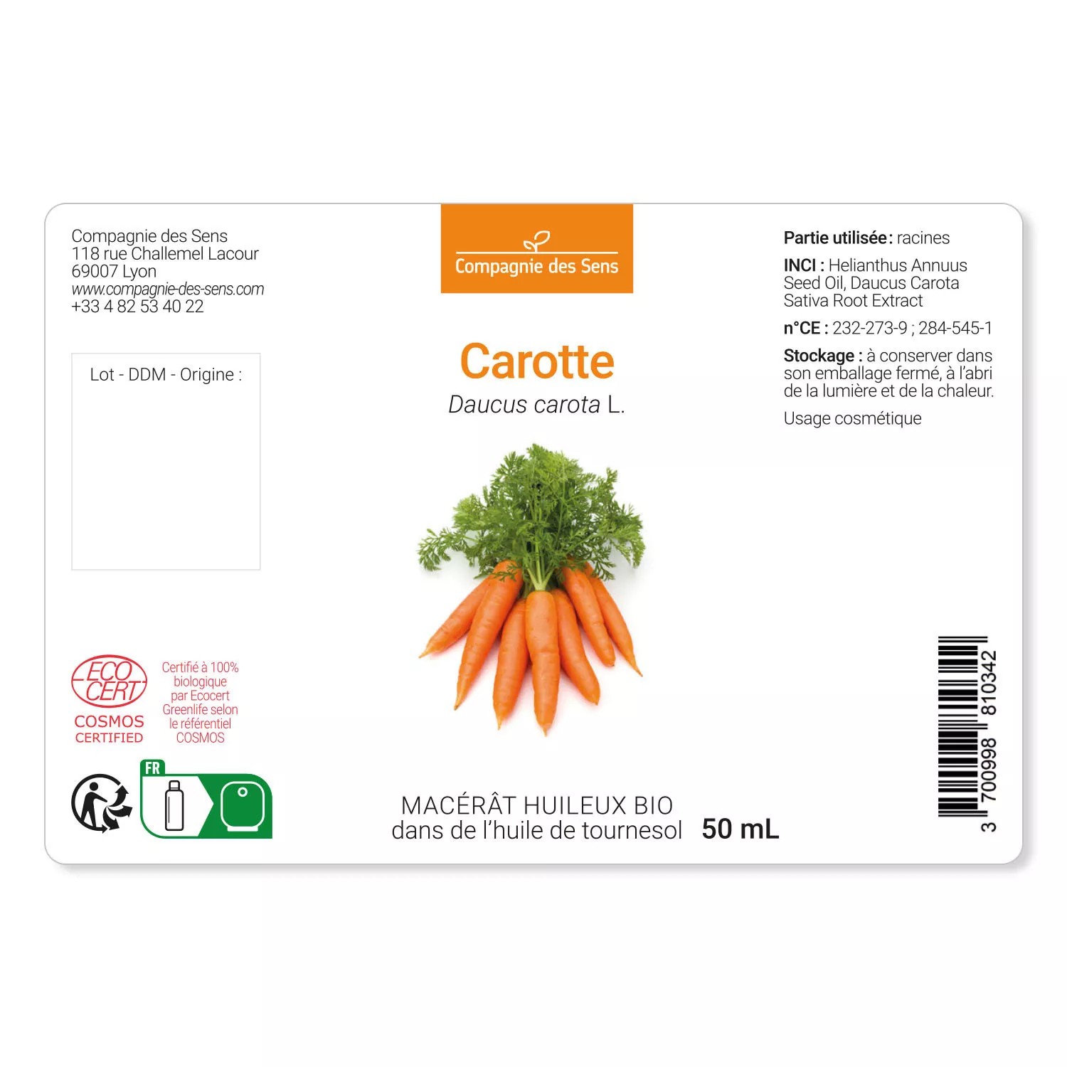 Carotte - Macérât Huileux BIO - Flacon en verre