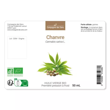 Chanvre de Bretagne - Huile Végétale Vierge BIO - Flacon en verre