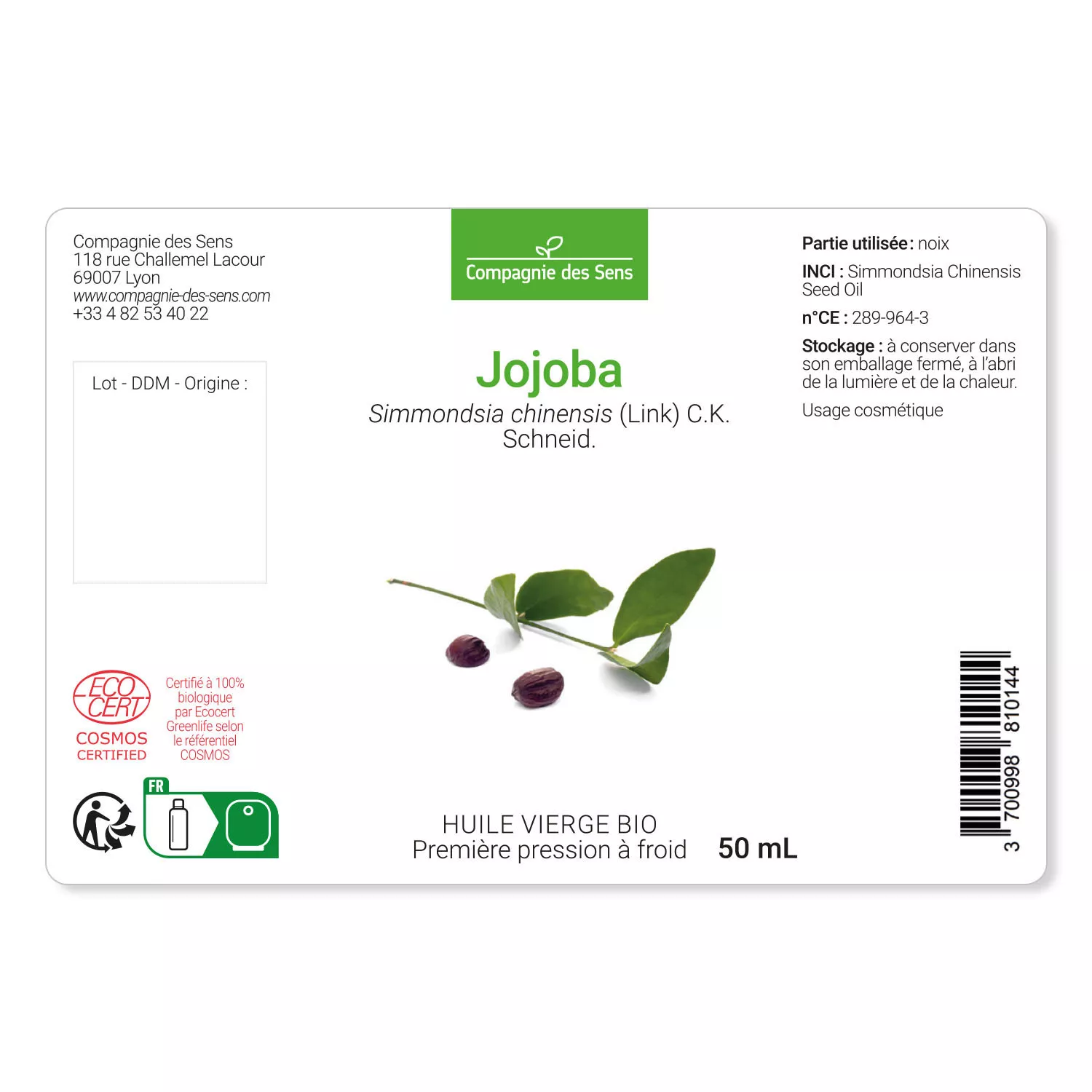 Jojoba - Huile Végétale Vierge BIO - Flacon en verre