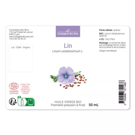 Lin - Huile Végétale Vierge BIO - Flacon en verre