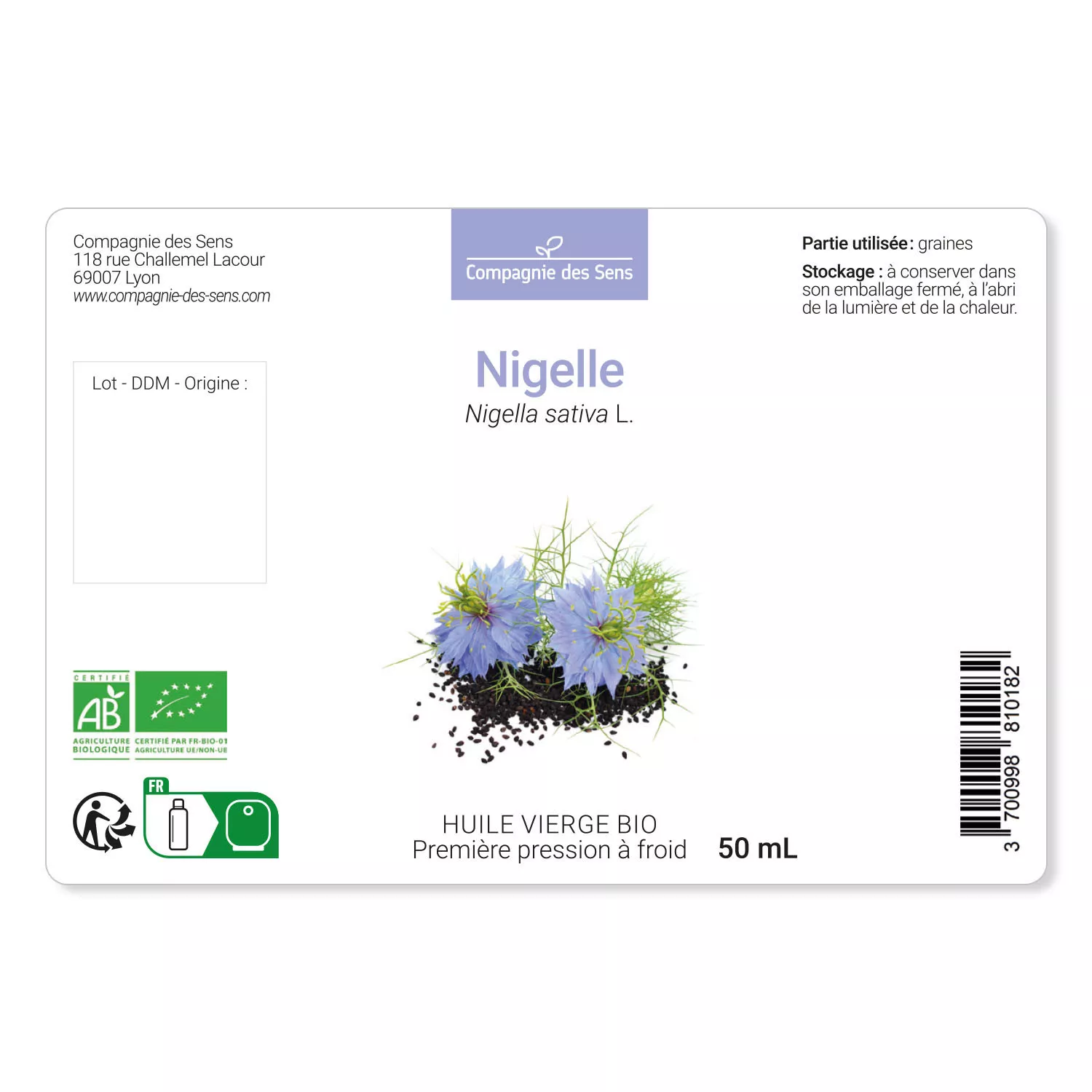 Nigelle - Huile Végétale Vierge BIO - Flacon en verre