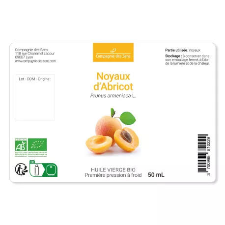 Noyaux d'Abricot - Huile Végétale Vierge BIO - Flacon en verre