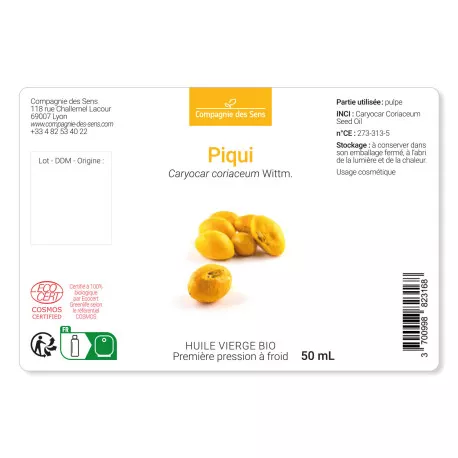 Piqui - Huile Végétale Vierge BIO - Flacon en verre
