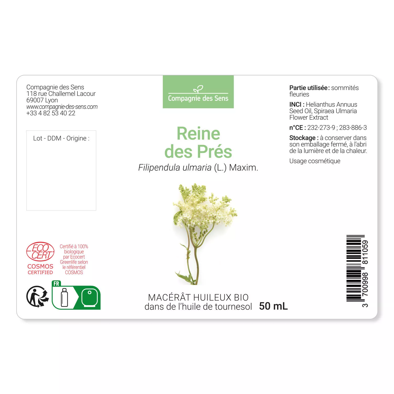Reine des Prés - Macérât Huileux BIO - Flacon en verre