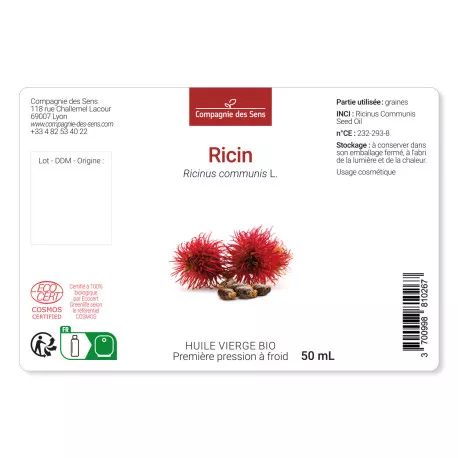 Ricin - Huile Végétale Vierge BIO - Flacon en verre
