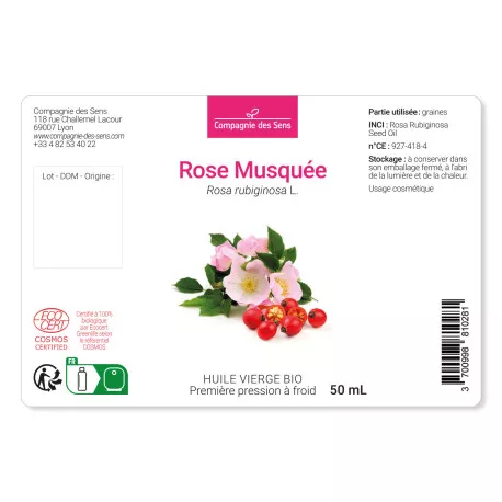 Rose Musquée du Chili - Huile Végétale Vierge BIO - Flacon en verre