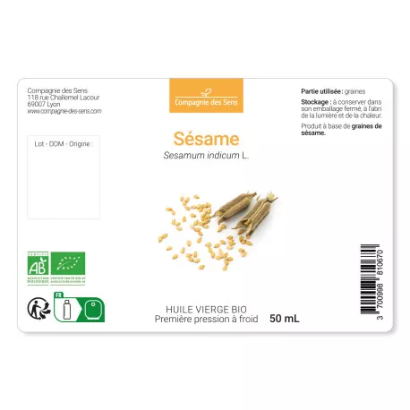 Huile De Sésame Bio Vierge - 100% Pure, Pressée à Froid - 100 Ml - Origine France - Pour Cuisine & Soin - Neuf
