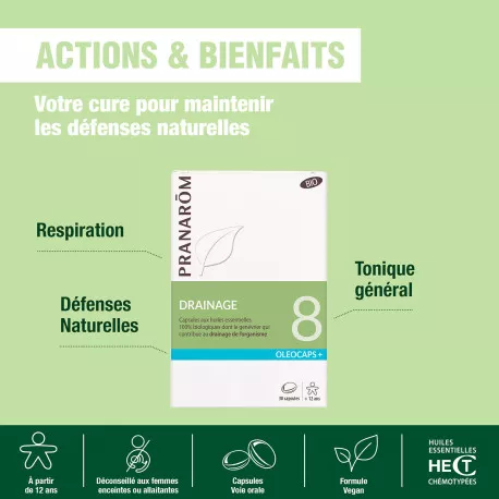 Capsules Drainage BIO - Aux Huiles Essentielles