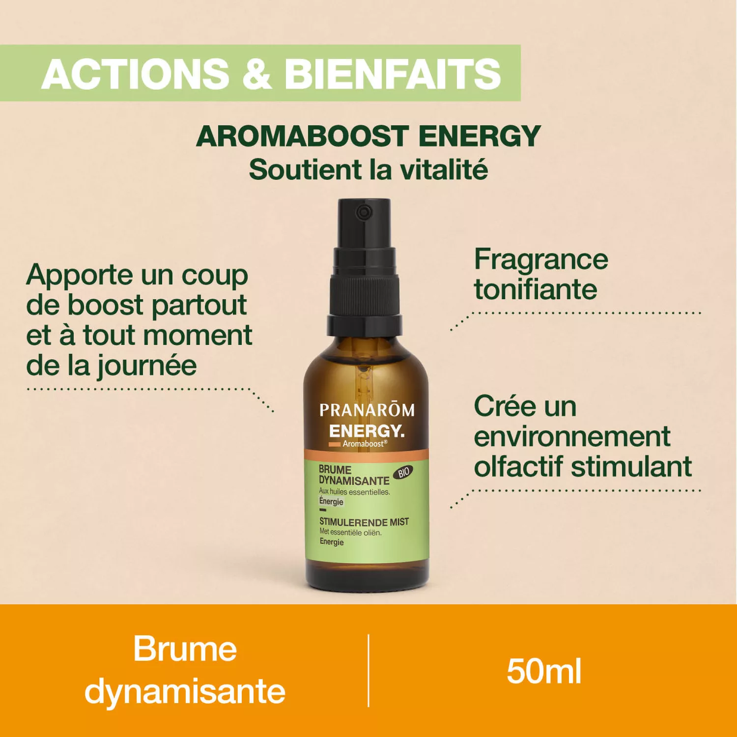 Brume d'Oreiller Energy BIO - Aux Huiles Essentielles