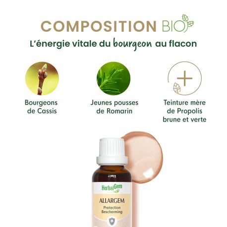 Allargem - Complément Naturel Herbalgem Contre Les Hypersensibilités Saisonnières - Flacon 30 Ml, Gouttes, Neuf