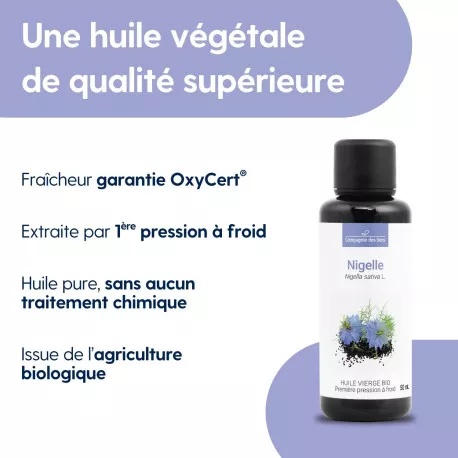 Nigelle - Huile Végétale Vierge BIO - Flacon en verre