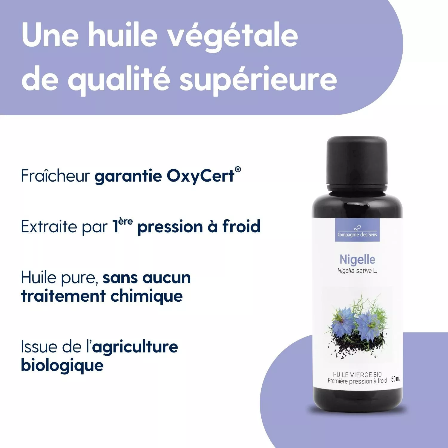 Nigelle - Huile Végétale Vierge BIO - Flacon en verre