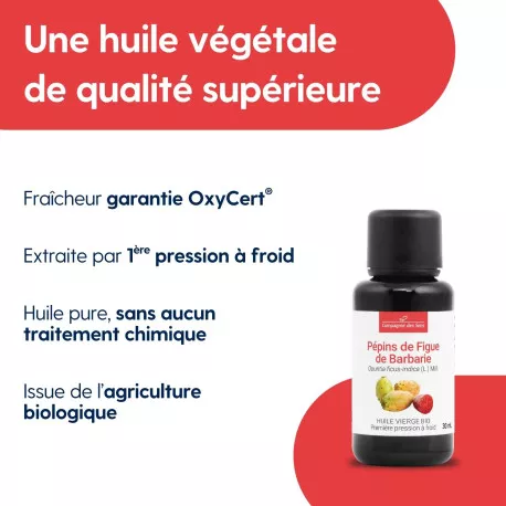 Pépins de Figue de Barbarie du Maroc - Huile Végétale Vierge BIO - Flacon en verre
