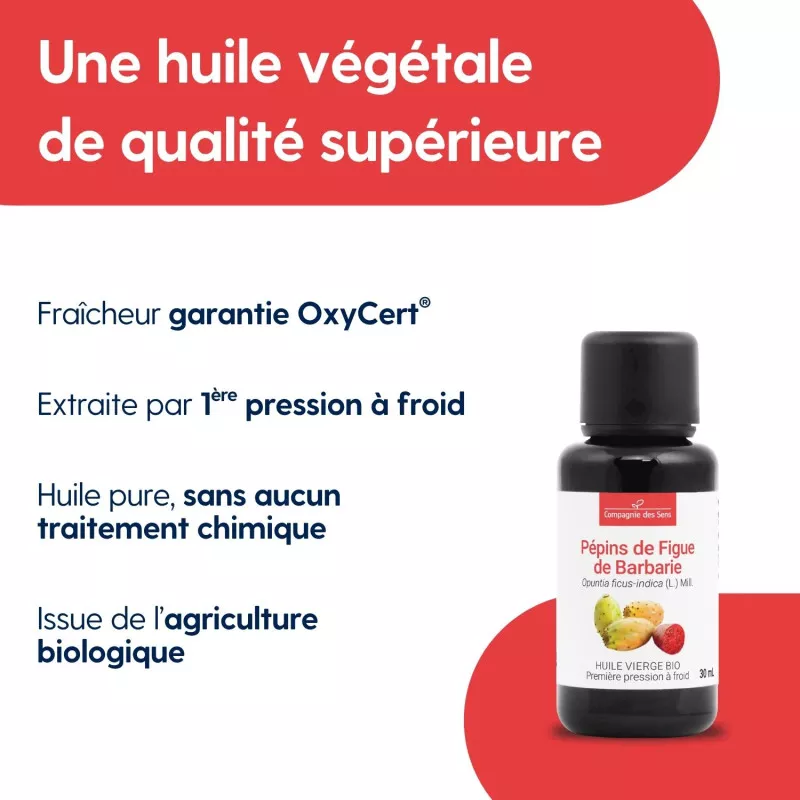 Pépins de Figue de Barbarie du Maroc - Huile Végétale Vierge BIO - Flacon en verre