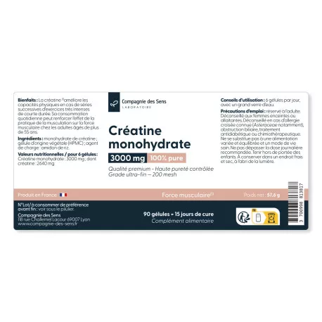 Créatine monohydrate - Gélules végétales