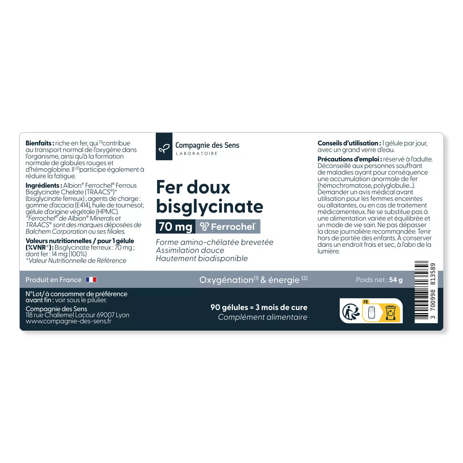 Fer bisglycinate Ferrochel - 14mg