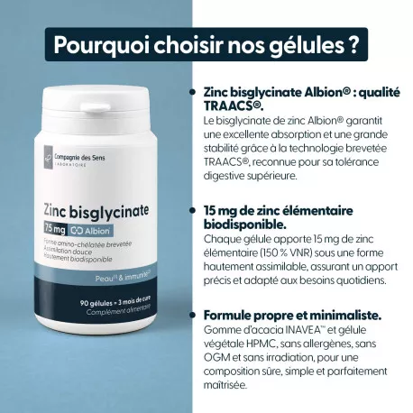 Bisglycinate de Zinc SF Albion - Gélules végétales