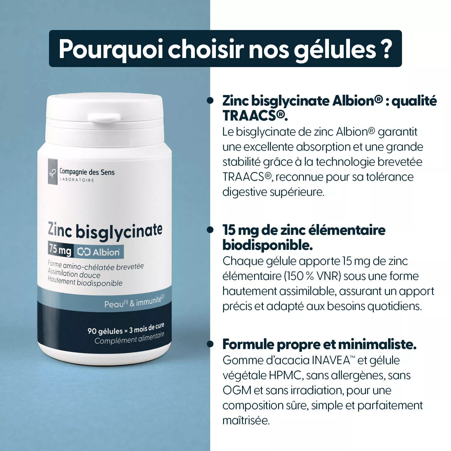Bisglycinate de Zinc SF Albion - Gélules végétales