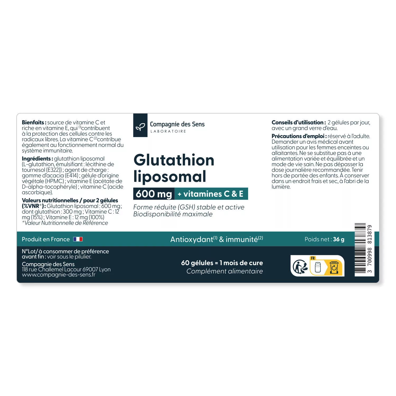 Glutathion liposomal - Gélules végétales