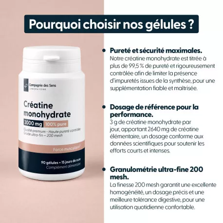 Créatine monohydrate - Gélules végétales