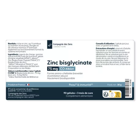 Bisglycinate de Zinc SF Albion - Gélules végétales