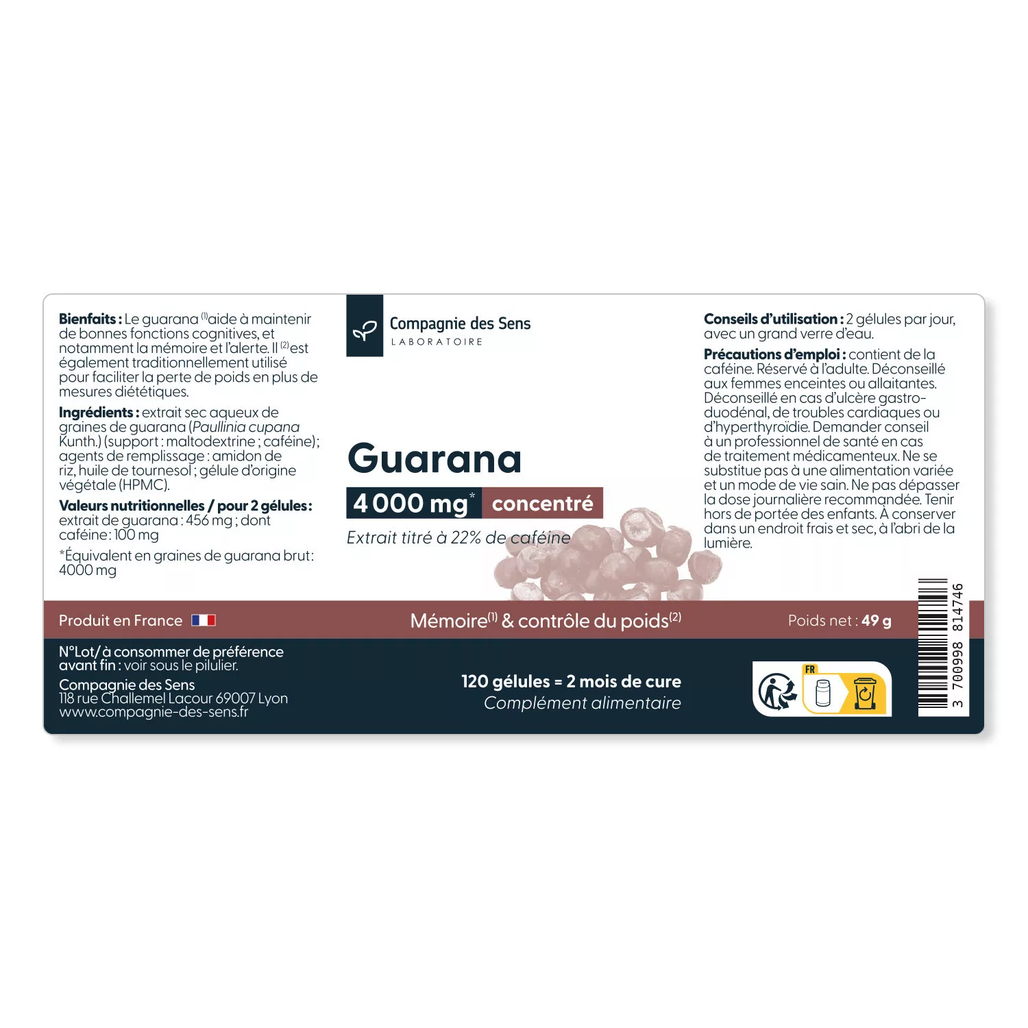 Guarana concentré - Titré à 22 % de caféine