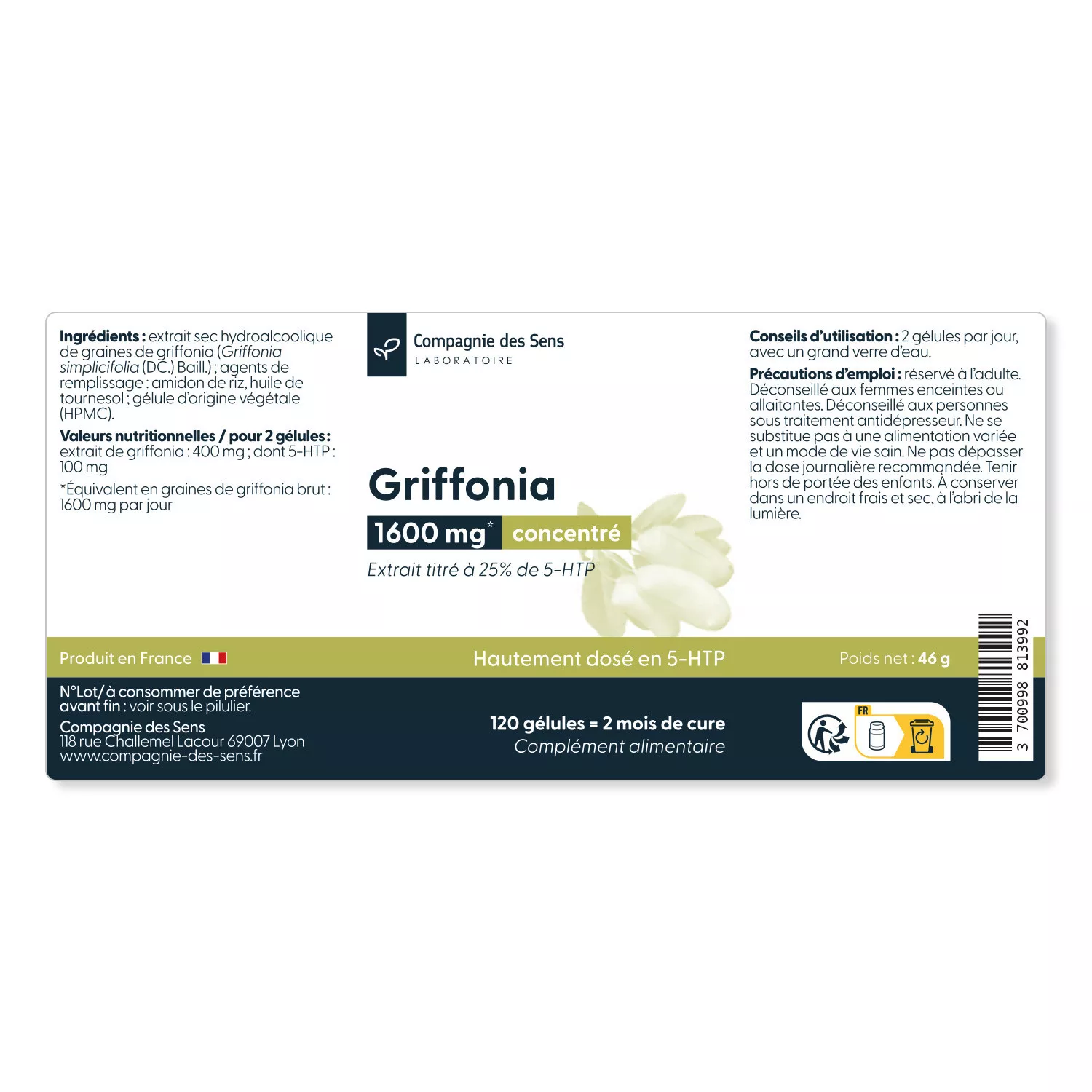 Griffonia concentré - Titré à 25 % de 5 HTP