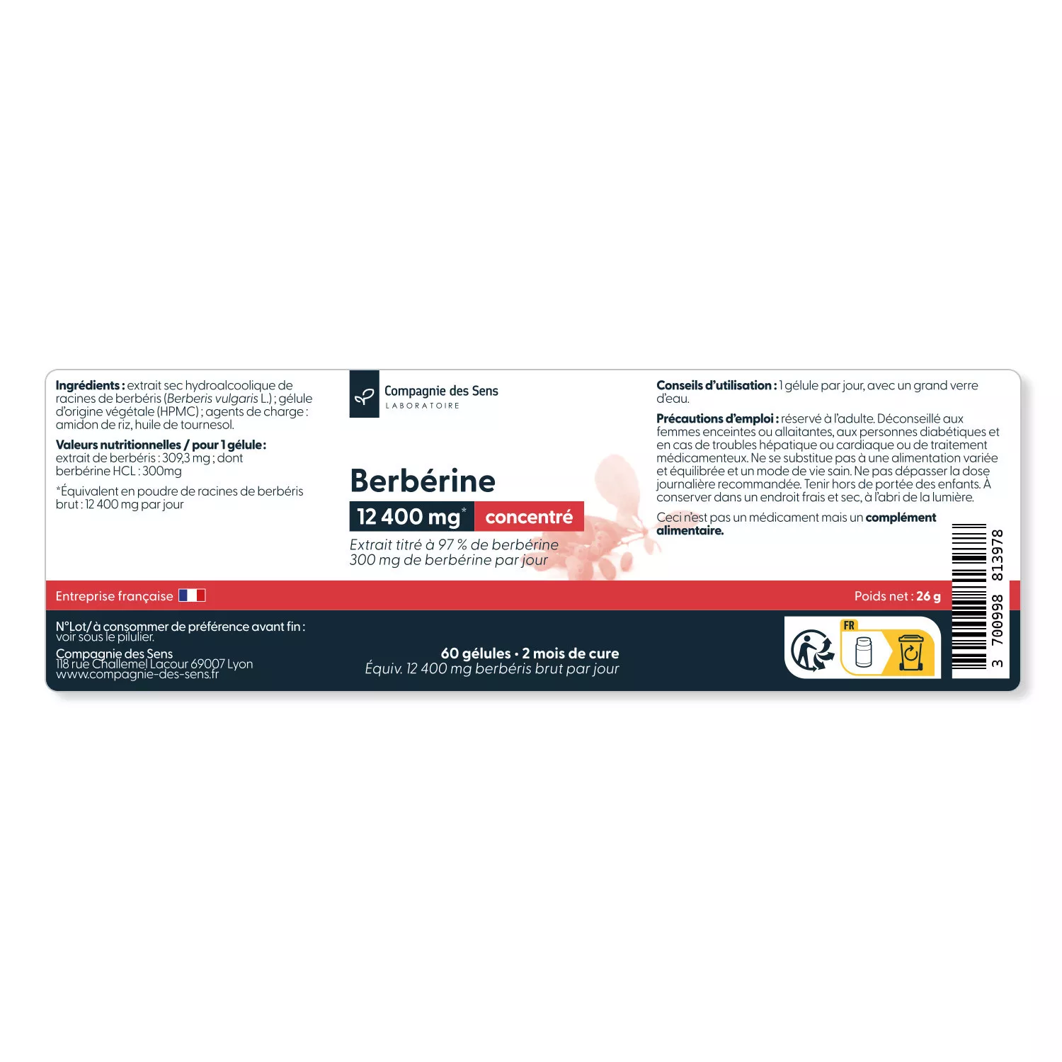 Berbérine concentrée - Issue de berbéris