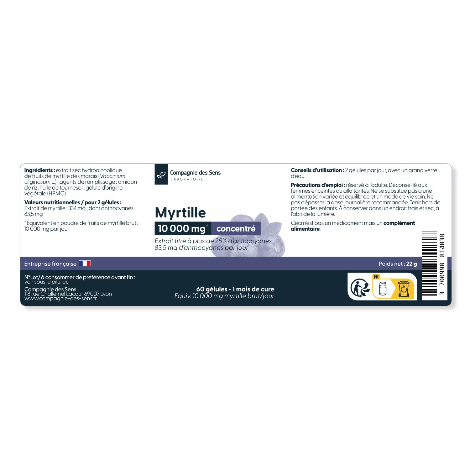 Myrtilles concentrées - Titrées à 25 % d'anthocyanes