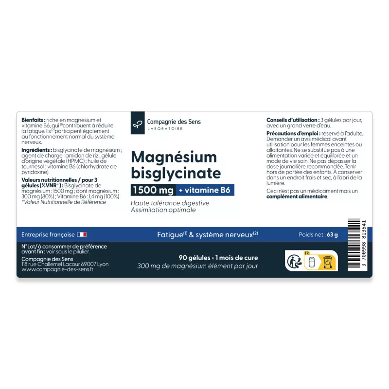 Bisglycinate de Magnésium - Gélules végétales